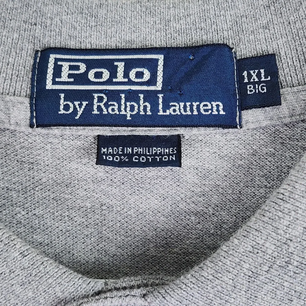 Polo Ralph Lauren Pique Polo Shirt‎ Mens 1XL Big Gray Heather Classic Preppy